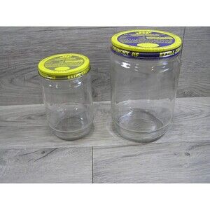 Lot of 2 Vintage Glass 12 and 40 Oz. Jif Peanut Butter Jar